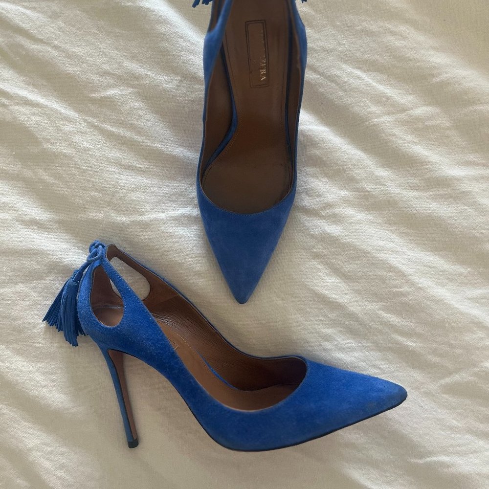 Aquazzura forever marilyn, french blue with tassel accent